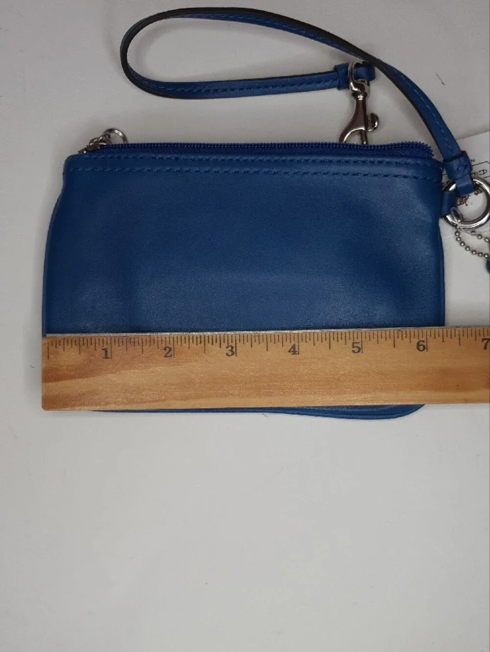 COACH Blue Leather Small Wristlet - NWT + Free Gift